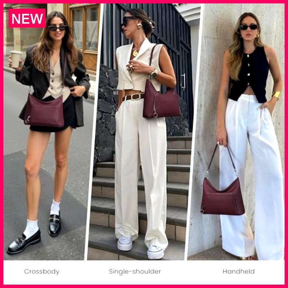 Genuine Leather Hobo Bag with RFID Wallet, Anti-Theft, Convertible Crossbody - Picture 3 of 8